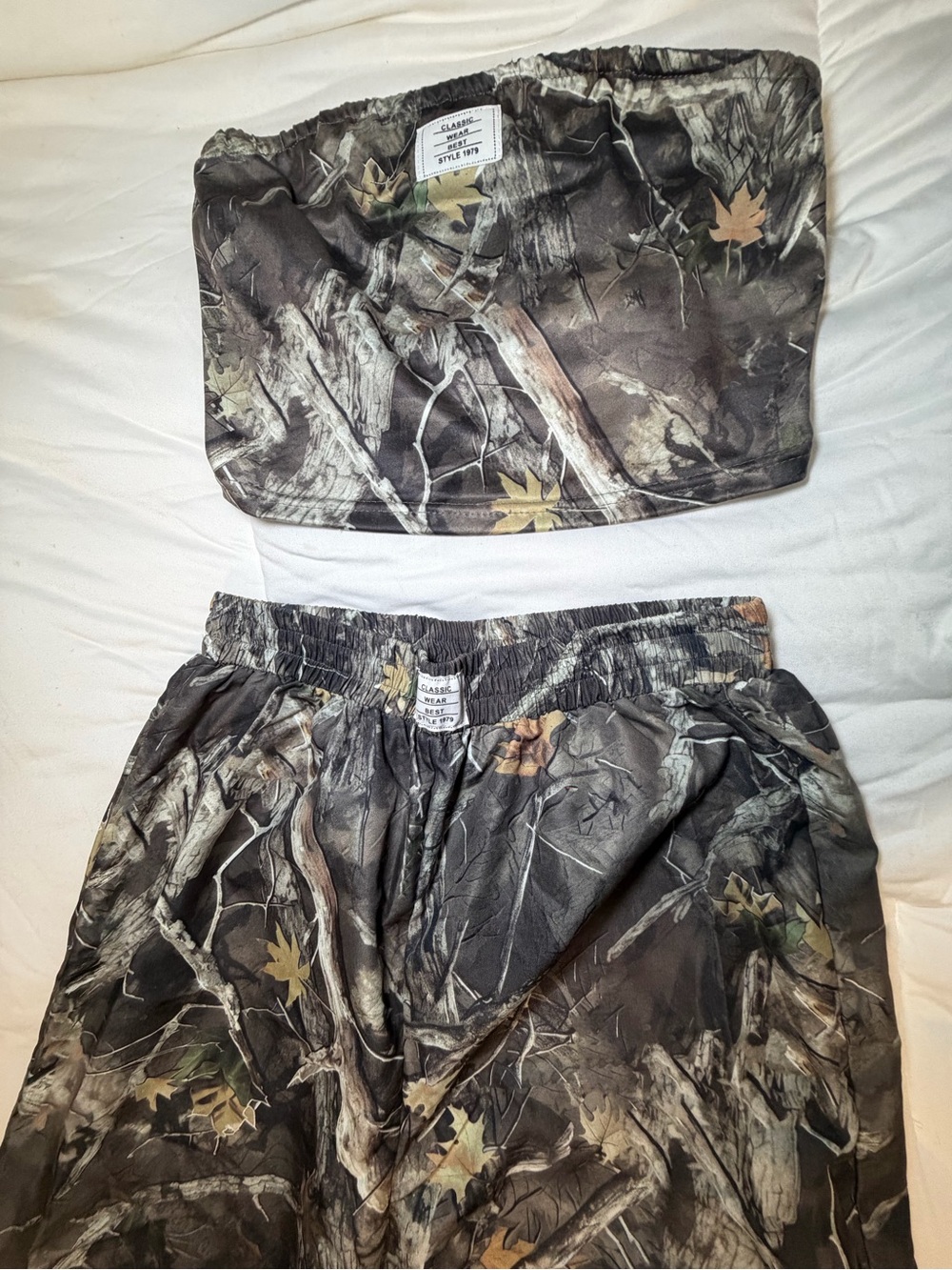 SHEIN Camo Tube Top & Wide Leg Pants Set Women’s S US 4 Festival Y2K